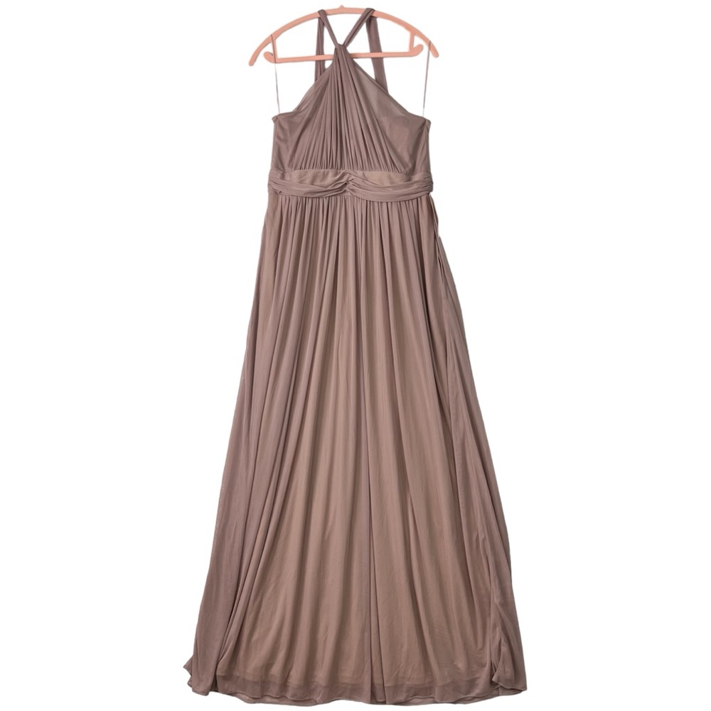 Birdy Grey Kiko Gown Sz XL Mauve Chiffon Halter Neck Pocket Bridesmaid Prom NEW - Picture 2 of 7